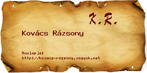 Kovács Rázsony névjegykártya